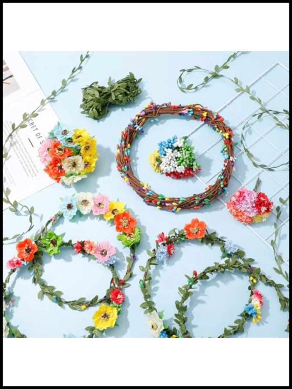 DIY Flower Crown Making Kit 179pcs Silk Cloth Floral Headbands Bracelets Craft